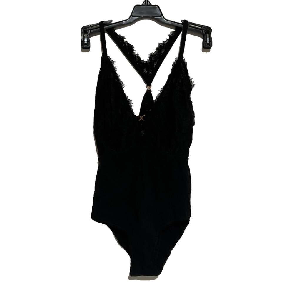 Aerie Floral Lace Bodysuit Lingerie Sexy Undershirt Tank Top Black Small EUC